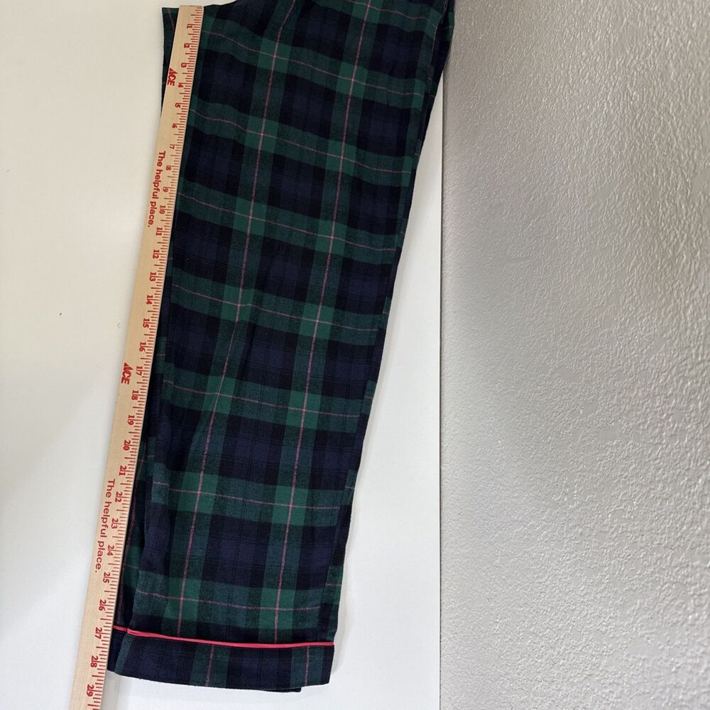 Talbots Green & Navy Plaid Pajama Set with Pink Piping - Picture 14 of 16